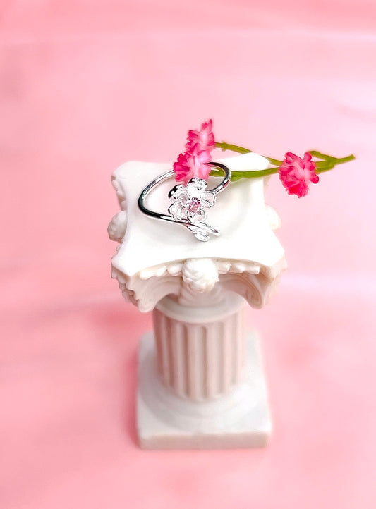 "Cherry Blossom" Adjustable Silver Ring