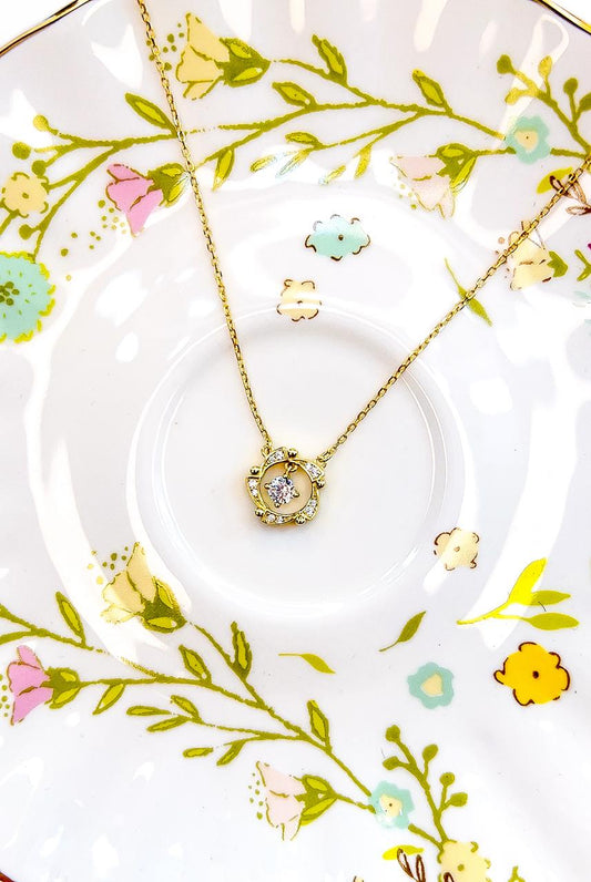 "Iris” Dangling CZ 18k Gold Plated Necklace