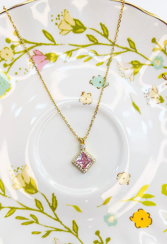 “Hyacinth” Roseate CZ 18k Gold Plated Necklace