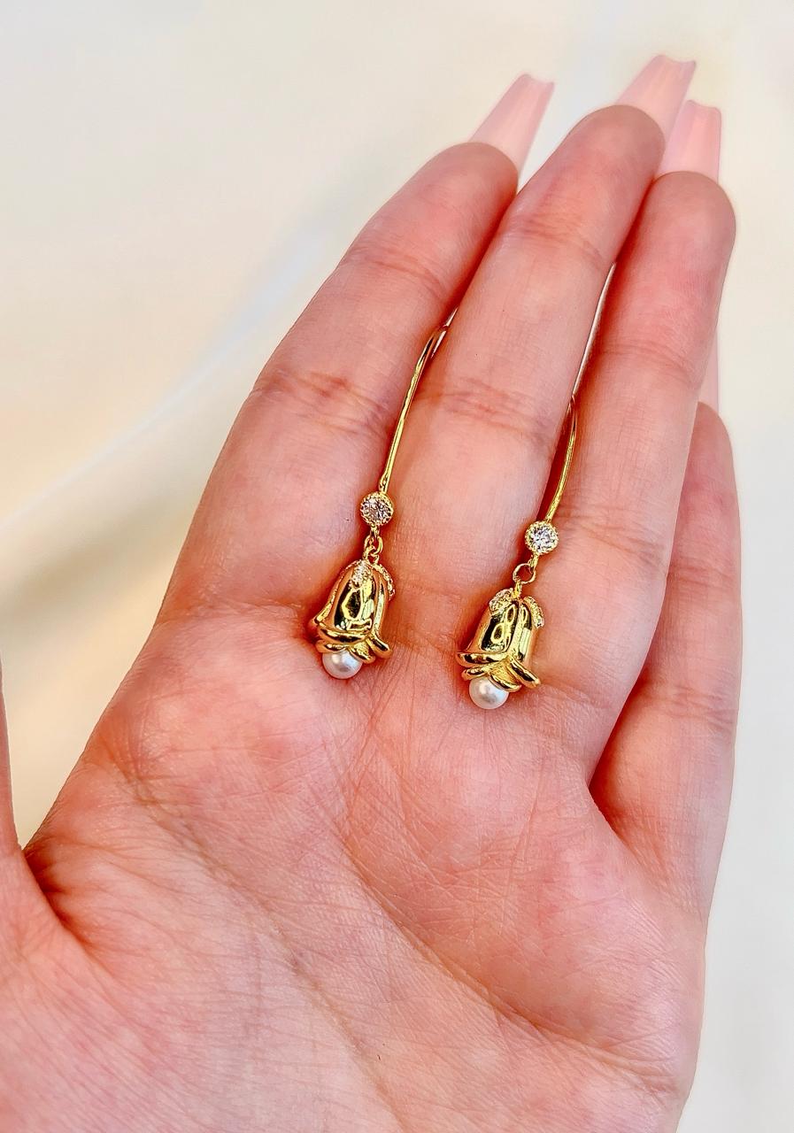 "Snowdrop" 18k Gold Plated Pearl Drop Earrings