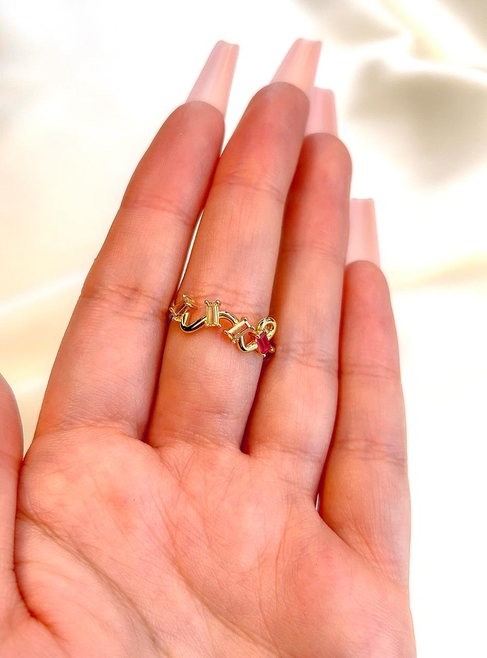"Dahlia" Sunset CZ 18k Gold Plated Ring